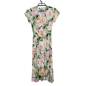 Vintage Carol Anderson Floral Dress Size 2 Petite Cottagecore Garden Party